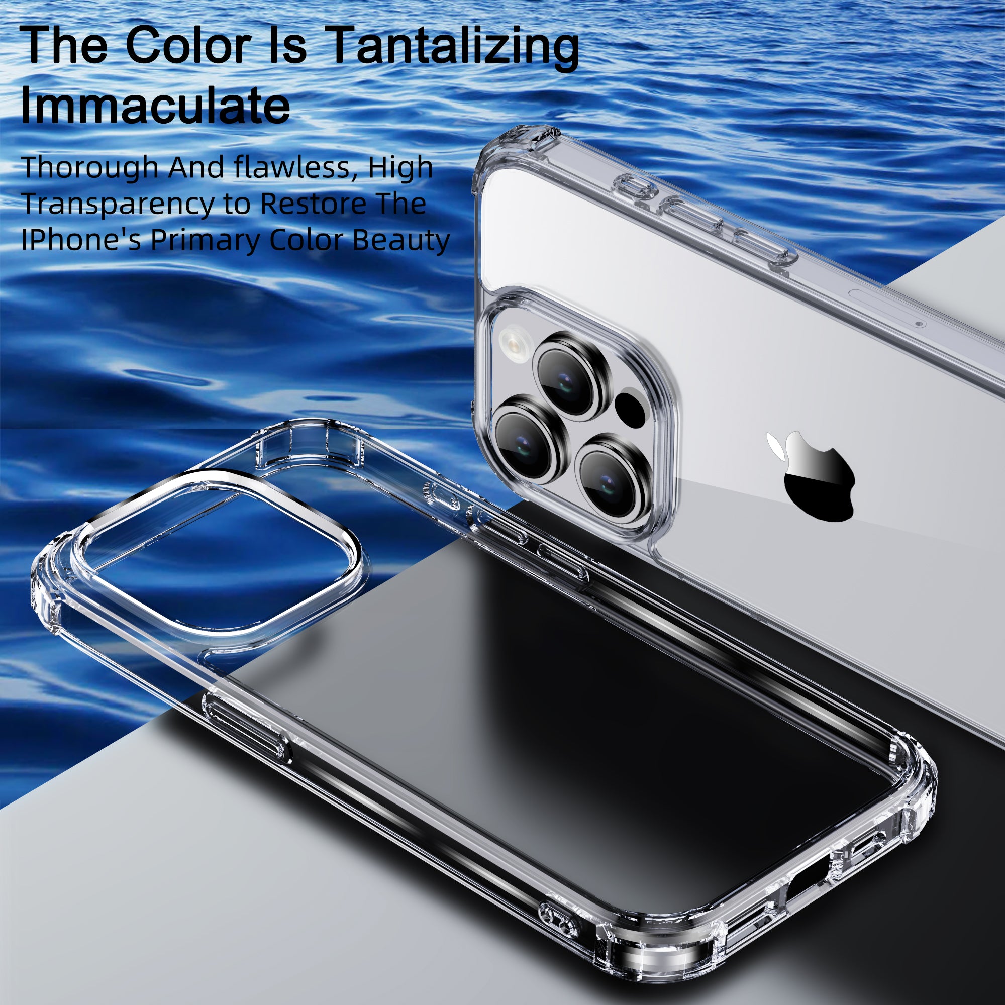 Transparentní pouzdro na telefon IPAKY pro iPhone 15 Pro Hard PC TPU rám Kryt na telefon proti pádu Transparentní pouzdro na telefon IPAKY pro iPhone 15 Pro Hard PC TPU rám Kryt na telefon proti pádu